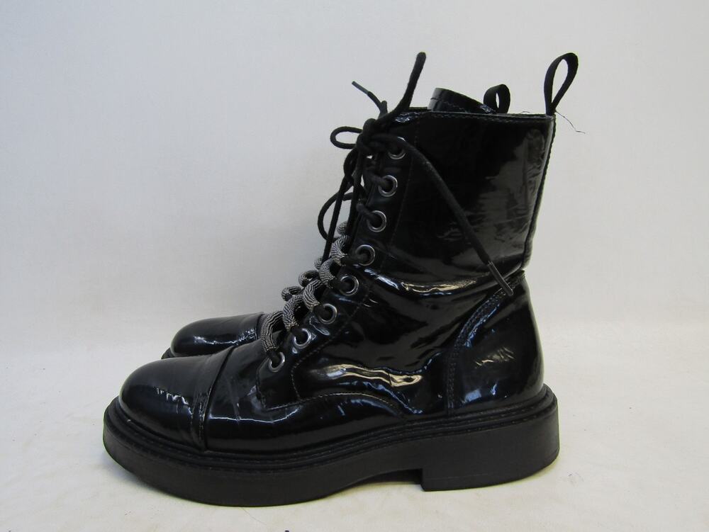 DKNY Womens Size 8 M Black Leather Lace Up Zip Ankle Fashion Boots Bootie